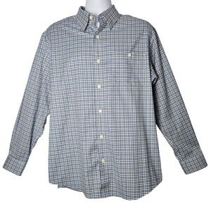 Orvis Classic Fit Blue White Micro Check Button Down Shirt Mens L Heritage